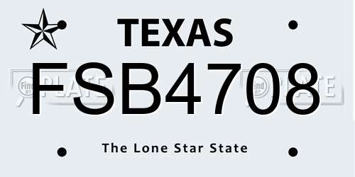 FSB4708 Texas License Plate