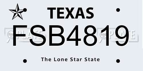 FSB4819 Texas License Plate