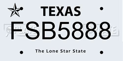 FSB5888 Texas License Plate