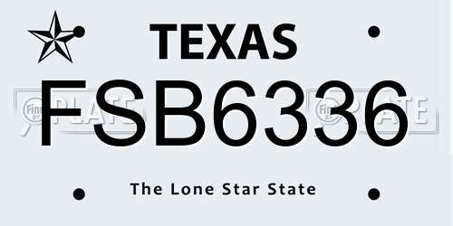 FSB6336 Texas License Plate