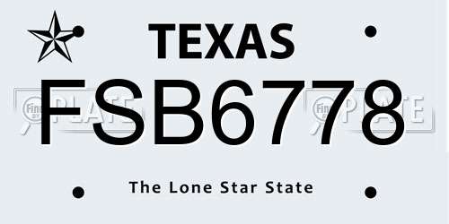 FSB6778 Texas License Plate