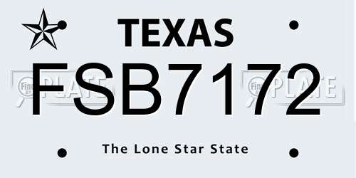 FSB7172 Texas License Plate