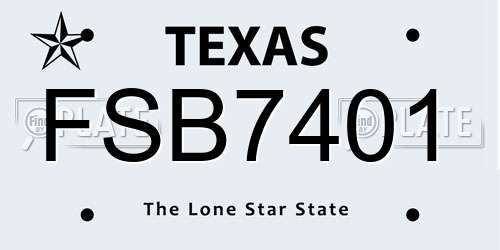 FSB7401 Texas License Plate