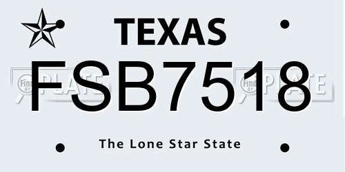 FSB7518 Texas License Plate