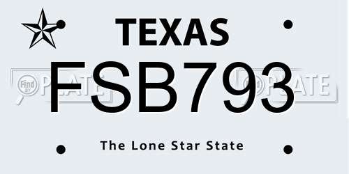 FSB793 Texas License Plate