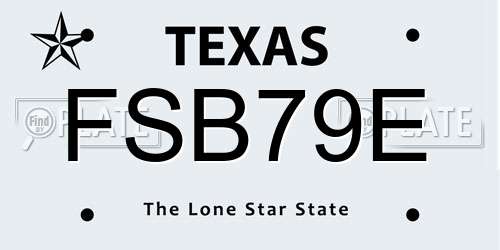 FSB79E Texas License Plate