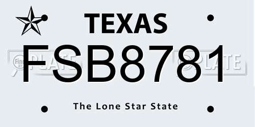 FSB8781 Texas License Plate