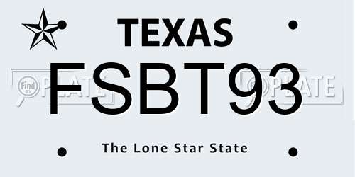 FSBT93 Texas License Plate