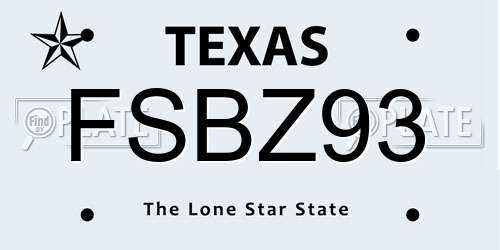 FSBZ93 Texas License Plate