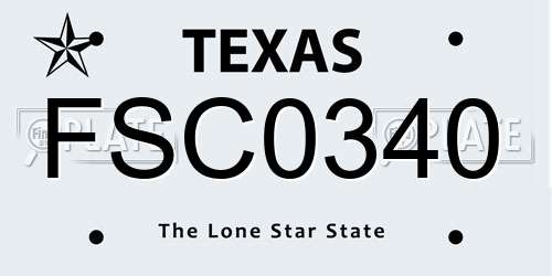 FSC0340 Texas License Plate