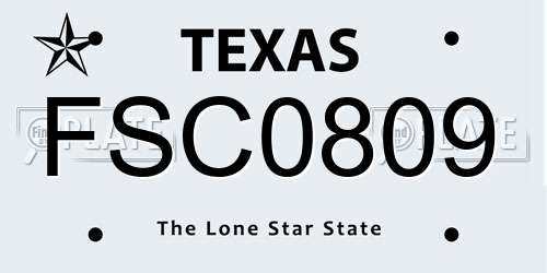 FSC0809 Texas License Plate