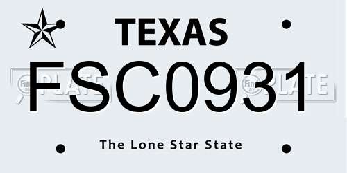 FSC0931 Texas License Plate