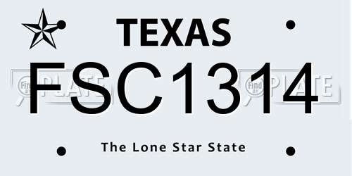 FSC1314 Texas License Plate