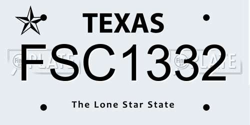 FSC1332 Texas License Plate