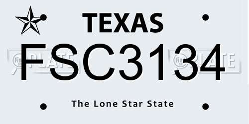 FSC3134 Texas License Plate