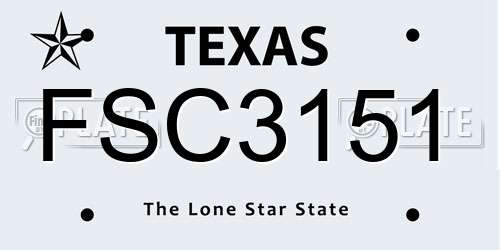 FSC3151 Texas License Plate