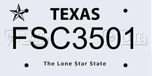 FSC3501 Texas License Plate