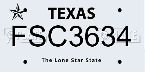 FSC3634 Texas License Plate
