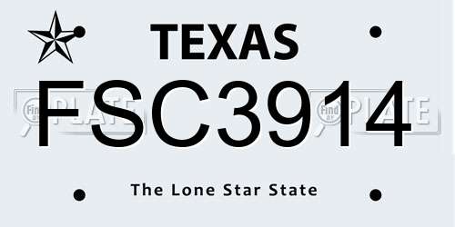 FSC3914 Texas License Plate