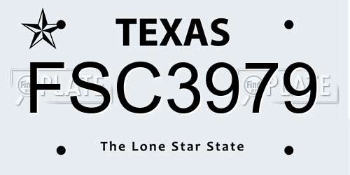 FSC3979 Texas License Plate