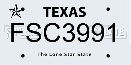 FSC3991 Texas License Plate
