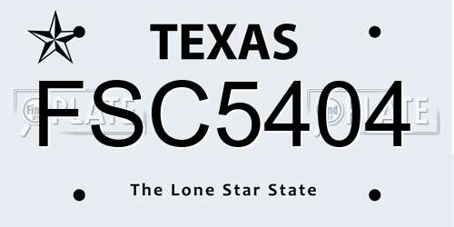 FSC5404 Texas License Plate