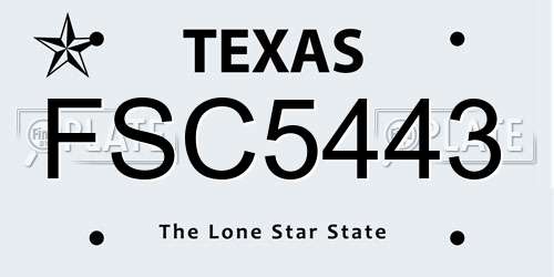 FSC5443 Texas License Plate