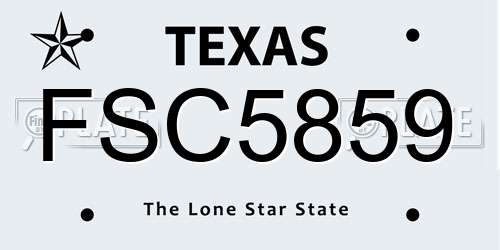 FSC5859 Texas License Plate