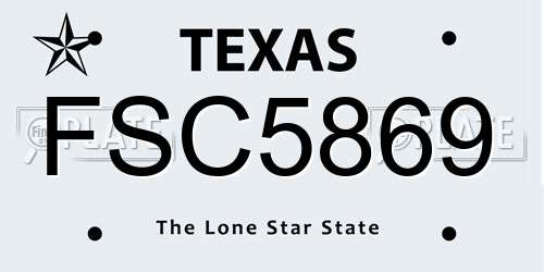 FSC5869 Texas License Plate