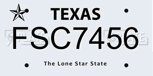 FSC7456 Texas License Plate