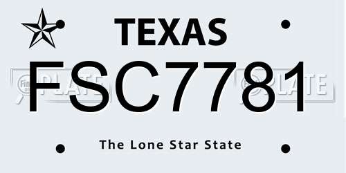 FSC7781 Texas License Plate