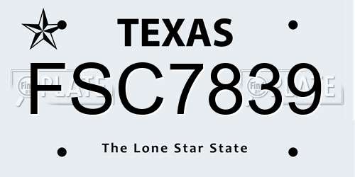 FSC7839 Texas License Plate