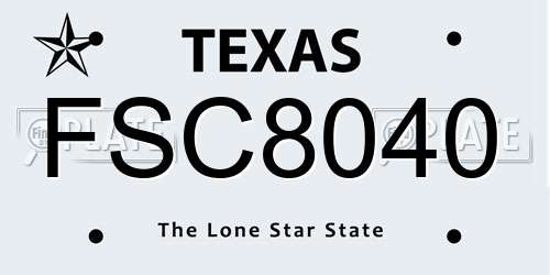FSC8040 Texas License Plate