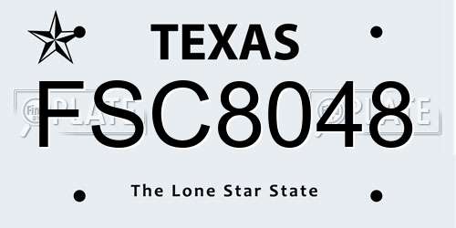 FSC8048 Texas License Plate