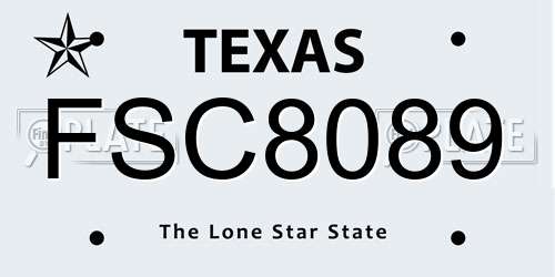 FSC8089 Texas License Plate