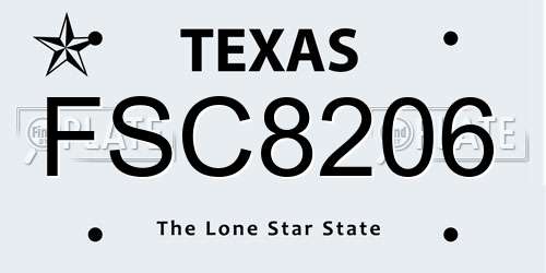 FSC8206 Texas License Plate