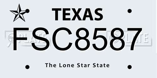 FSC8587 Texas License Plate