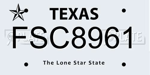 FSC8961 Texas License Plate