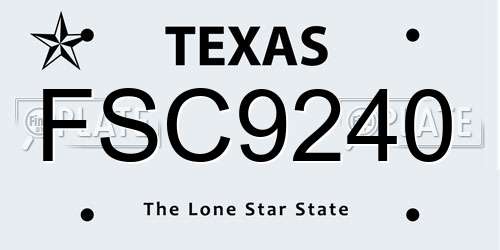 FSC9240 Texas License Plate