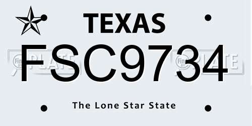 FSC9734 Texas License Plate