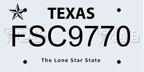 FSC9770 Texas License Plate