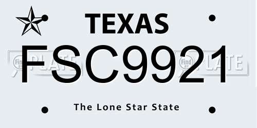 FSC9921 Texas License Plate
