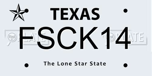 FSCK14 Texas License Plate