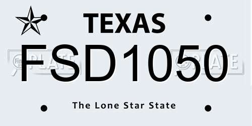 FSD1050 Texas License Plate