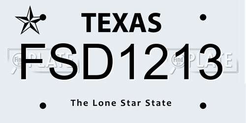 FSD1213 Texas License Plate
