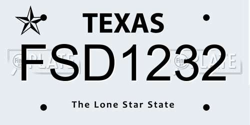 FSD1232 Texas License Plate