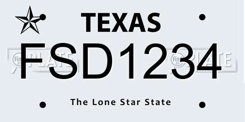 FSD1234 Texas License Plate