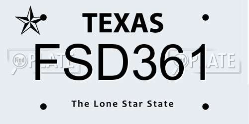 FSD361 Texas License Plate