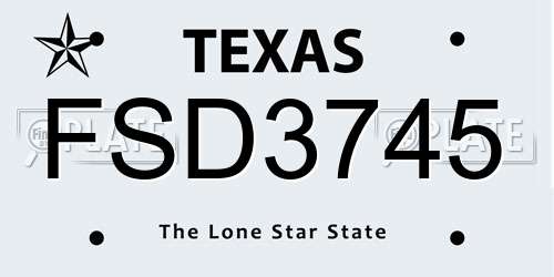 FSD3745 Texas License Plate