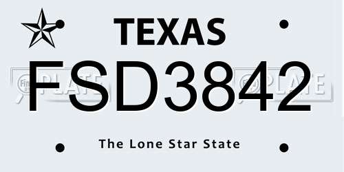 FSD3842 Texas License Plate